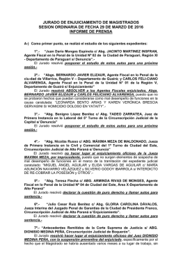 jurado de enjuiciamiento de magistrados sesion ordinaria de fecha