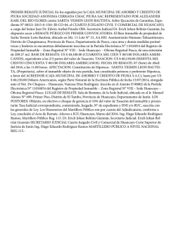 PRIMER REMATE JUDICIAL En los seguidos por la