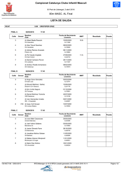 Campionat Catalunya Clubs Infantil Mascul&iacute; 80m MASC. AL Final