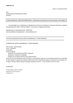 CINEPLEX SA jueves, 31 de marzo de 2016 Sres