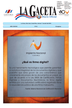 LA GACETA N&deg; 63 de la fecha 01 04 2016