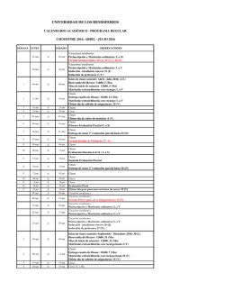 Calendario Acad&eacute;mico 2016-I - Universidad de Los Hemisferios