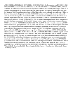 AVISO DE REMATE P&Uacute;BLICO EN PRIMERA