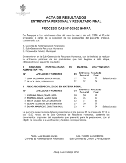 Entrevista Personal - Municipalidad Provincial de Arequipa