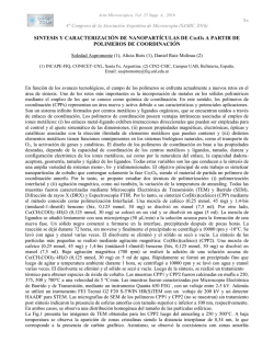 SINTESIS Y CARACTERIZACI&Oacute;N DE NANOPART&Iacute;CULAS