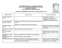 listado de programas para renovar o registrar 2009