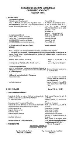 calendario acad&eacute;mico - Facultad de Ciencias Econ&oacute;micas