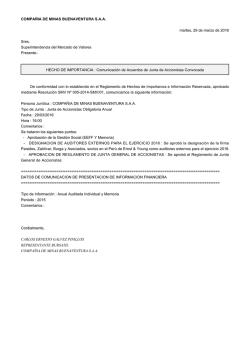 COMPA&Ntilde;IA DE MINAS BUENAVENTURA SAA martes, 29 de marzo