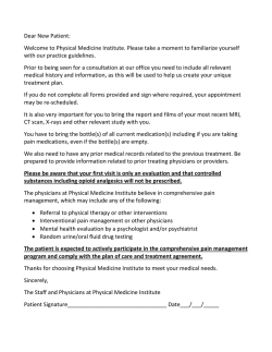 Dear New Patient: Welcome to Physical Medicine