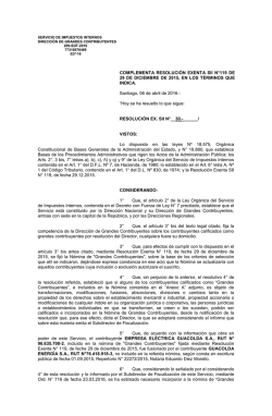 COMPLEMENTA RESOLUCI&Oacute;N EXENTA SII N&deg;119 DE 29 DE