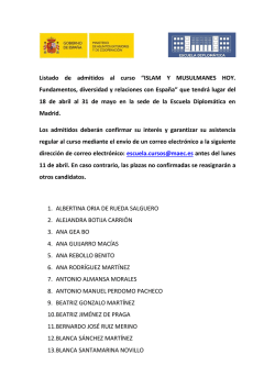 Listado de admitidos al curso &ldquo;ISLAM Y MUSULMANES HOY