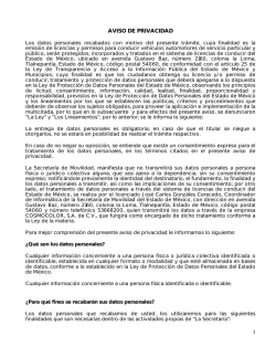 aviso de privacidad - Secretar&iacute;a de Movilidad del Gobierno del