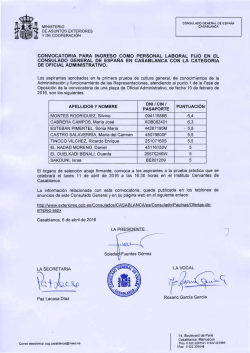 Resultados primera prueba - Ministerio de Asuntos Exteriores y de