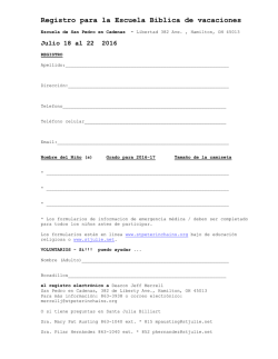 Registro para la Escuela B&iacute;blica de vacaciones 2016