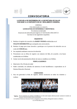 Convocatoria Escuela de Enfermer&iacute;a, 2016