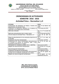 2016 Actividad F&iacute;sica - Universidad Central del Ecuador