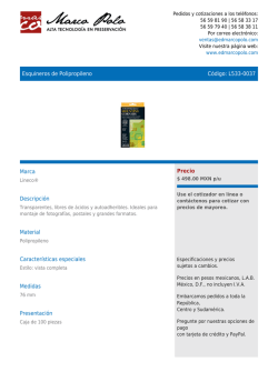 Esquineros de Polipropileno C&oacute;digo: L533