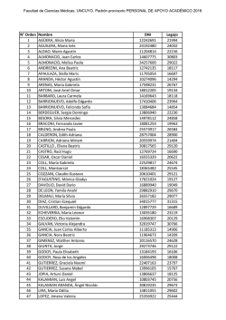 N&deg; Orden Nombre DNI Legajo 1 AG&Uuml;ERA, Alicia Maria 12242691
