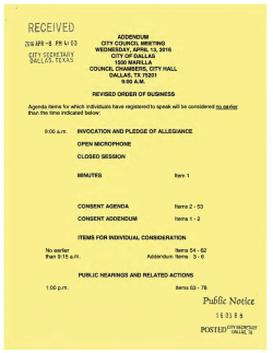 Pu6fic N otke - City of Dallas, City Secretary`s Office