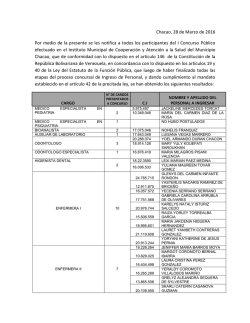 Chacao, 28 de Marzo de 2016 Por medio de la