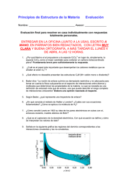 Principios de Estructura de la Materia Evaluaci&oacute;n