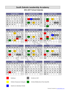south dakota leadership academy calendar 2016-2017