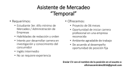 Asistente de Mercadeo &ldquo;Temporal&rdquo;