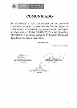 comunicado 004 - Gobierno Regional Puno