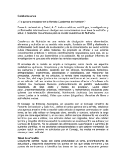 Te gustar&iacute;a colaborar en la Revista Cuadernos de Nutrici&oacute;n?