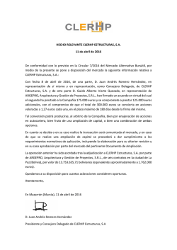 HECHO RELEVANTE CLERHP ESTRUCTURAS, S.A. 11 de abril