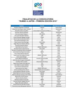 finalistas de la convocatoria &ldquo;rumbo a jap&oacute;n &ndash; primera