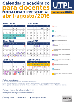 Agosto 2016 Julio 2016 Junio 2016 Mayo 2016 Marzo 2016 Abril