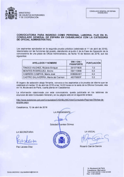 Resultados segunda prueba - Ministerio de Asuntos Exteriores y de