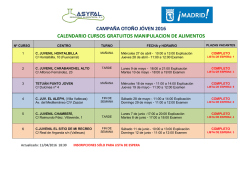CAMPA&Ntilde;A OTO&Ntilde;O J&Oacute;VEN 2016 CALENDARIO CURSOS