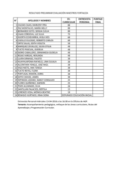 n&deg; apellidos y nombres ev. curricular entrevista personal puntaje