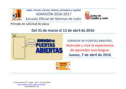 ADMISI&Oacute;N 2016-2017 Escuela Oficial de Idiomas de Le&oacute;n Del 31
