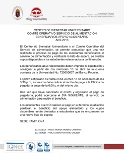 Nuevos beneficiarios del Servicio de Alimentaci&oacute;n