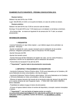 EXAMENES PILOTO PARAPENTE - PR&Oacute;XIMA CONVOCATORIA