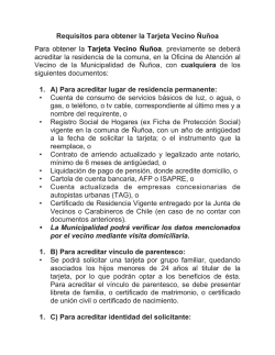 Requisitos para obtener la Tarjeta Vecino &Ntilde;u&ntilde;oa