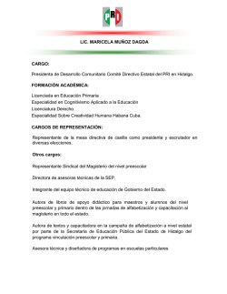 LIC. MARICELA MU&Ntilde;OZ DAGDA CARGO: Presidenta de Desarrollo