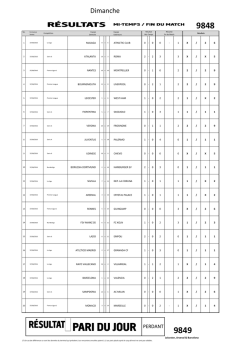 Mi-temps/Fin + Pari du jour