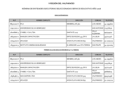 v regi&oacute;n del valpara&iacute;so n&oacute;mina de entidades ejecutoras