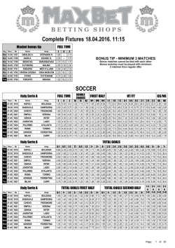 Complete Fixtures 15.04.2016. 09:15 SOCCER
