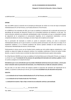 A/A SR./A DELEGADO/A DE EDUCACI&Oacute;N EN Delegaci&oacute;n Territorial
