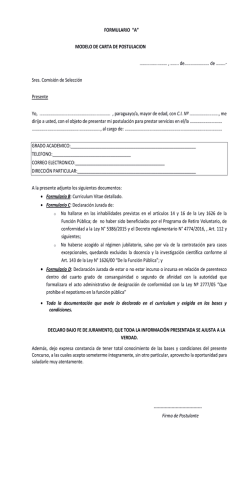 FORMULARIO &ldquo;A&rdquo; MODELO DE CARTA DE POSTULACION