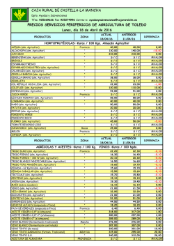 Lonja Servicios Perif&eacute;ricos de Agricultura de Toledo 18/04/2016