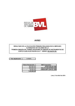 resultado de la colocaci&oacute;n primaria realizada en el mercado