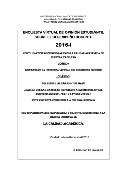 2016-I - Facultad de Ciencias Matem&aacute;ticas