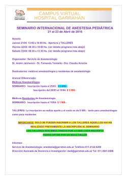 SEMINARIO INTERNACIONAL DE ANESTESIA PEDI&Aacute;TRICA