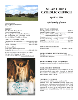 April 24, 2016 St Anthony Florence SC bulletin